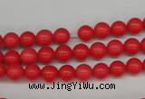 CRO44 15.5 inches 6mm round synthetic coral beads wholesale