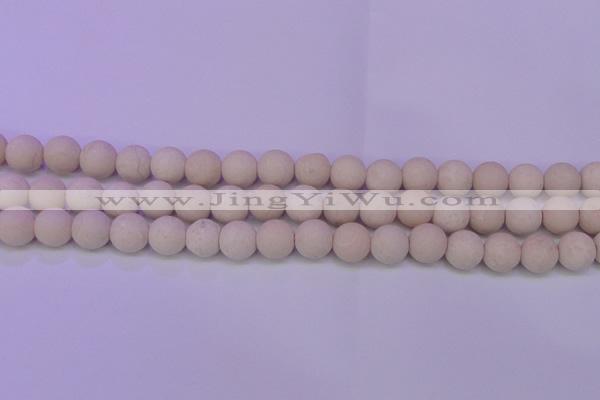 CRO794 15.5 inches 12mm round matte rice white fossil beads