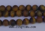 CRO960 15.5 inches 4mm round matte yellow tiger eye beads wholesale