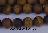 CRO963 15.5 inches 10mm round matte yellow tiger eye beads wholesale