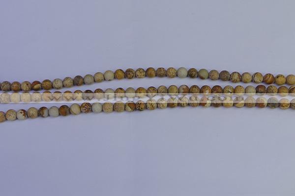 CRO970 15.5 inches 4mm round matte picture jasper beads wholesale