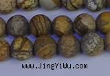 CRO972 15.5 inches 8mm round matte picture jasper beads wholesale