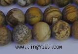 CRO973 15.5 inches 10mm round matte picture jasper beads wholesale
