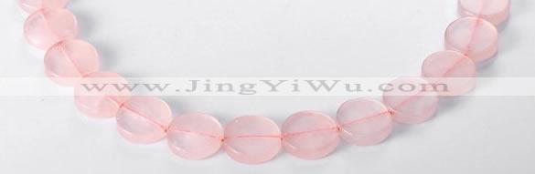 CRQ10 16mm coin A grade natural rose quartz beads Wholesale
