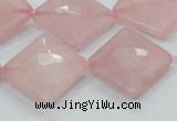 CRQ107 15.5 inches 20*20mm faceted diamond natural rose quartz beads