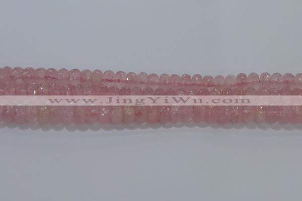 CRQ117 15.5 inches 6*10mm faceted rondelle rose quartz beads