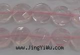 CRQ137 15.5 inches 10mm faceted coin natural rose quartz beads