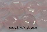 CRQ139 15.5 inches 15mm faceted coin natural rose quartz beads