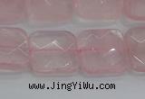 CRQ156 15.5 inches 15mm faceted square natural rose quartz beads