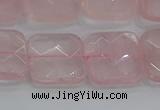 CRQ157 15.5 inches 18mm faceted square natural rose quartz beads