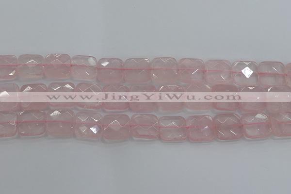 CRQ157 15.5 inches 18mm faceted square natural rose quartz beads
