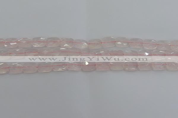 CRQ163 15.5 inches 8*10mm faceted rectangle natural rose quartz beads