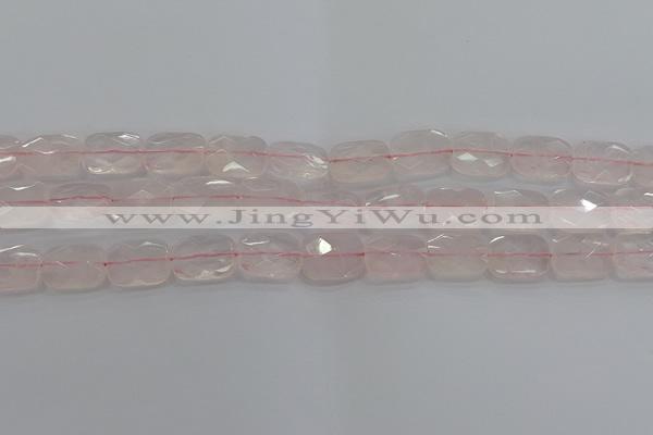 CRQ165 15.5 inches 12*16mm faceted rectangle natural rose quartz beads