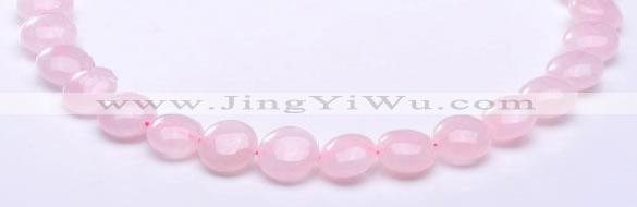 CRQ18 8*14mm flat round natural rose quartz beads wholesale