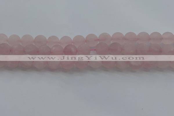 CRQ184 15.5 inches 12mm round matte rose quartz beads wholesale
