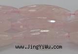 CRQ195 15.5 inches 10*30mm faceted rice natural rose quartz beads