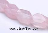 CRQ20 faceted brick shape natural rose quartz beads Wholesale