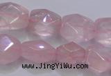 CRQ275 12*15mm – 15*19mm faceted nuggets rose quartz beads