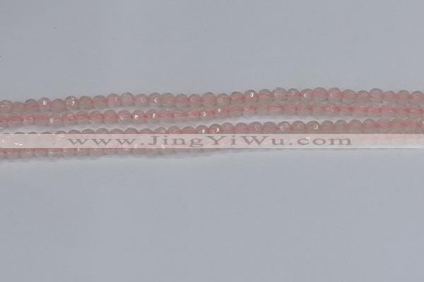CRQ288 15.5 inches 4mm faceted round rose quartz gemstone beads