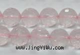 CRQ33 15.5 inches 14mm faceted round natural rose quartz beads