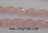 CRQ351 15.5 inches 8*12mm faceted rice rose quartz beads