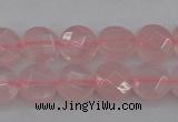 CRQ360 15.5 inches 8mm faceted coin rose quartz beads wholesale
