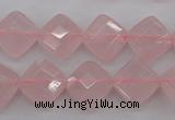 CRQ370 15.5 inches 12*12mm faceted diamond rose quartz beads