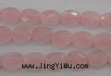 CRQ372 15.5 inches 8*10mm faceted oval rose quartz beads wholesale