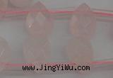 CRQ378 15.5 inches 8*12mm faceted briolette rose quartz beads