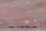 CRQ381 15.5 inches 10*30mm faceted rice rose quartz beads