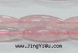 CRQ40 15.5 inches 10*30mm faceted rice natural rose quartz beads