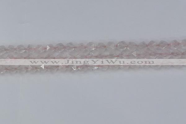 CRQ401 15.5 inches 6mm faceted nuggets rose quartz beads