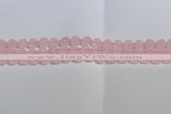 CRQ407 15.5 inches 8mm faceted nuggets matte rose quartz beads