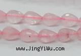 CRQ42 15.5 inches 8*12mm faceted teardrop natural rose quartz beads