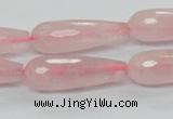 CRQ45 15.5 inches 10*30mm faceted teardrop natural rose quartz beads