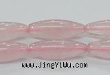 CRQ57 15.5 inches 10*30mm rice natural rose quartz beads wholesale