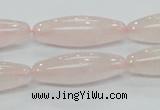 CRQ58 15.5 inches rice 10*30mm natural rose quartz beads wholesale