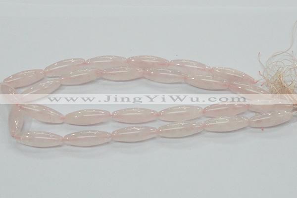 CRQ58 15.5 inches rice 10*30mm natural rose quartz beads wholesale