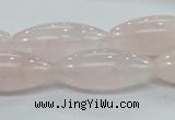 CRQ59 15.5 inches 12*30mm rice natural rose quartz beads wholesale