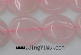 CRQ603 15.5 inches 18mm flat round rose quartz beads wholesale