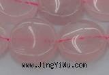 CRQ604 15.5 inches 20mm flat round rose quartz beads wholesale