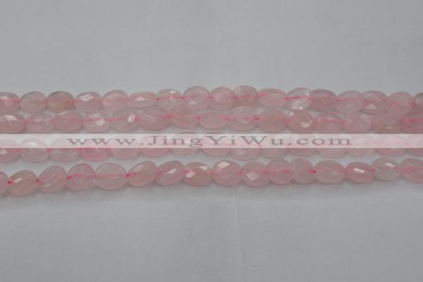 CRQ618 15.5 inches 8*10mm faceted oval rose quartz beads wholesale