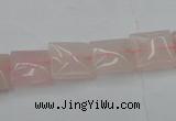CRQ622 15.5 inches 12*12mm square rose quartz beads wholesale