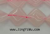 CRQ638 15.5 inches 14*14mm diamond rose quartz beads wholesale
