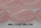 CRQ645 15.5 inches 18*25mm twisted oval rose quartz beads