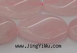 CRQ646 15.5 inches 20*30mm twisted oval rose quartz beads