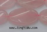 CRQ647 15.5 inches 25*35mm twisted oval rose quartz beads