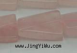 CRQ650 15.5 inches 18*25mm twisted rectangle rose quartz beads