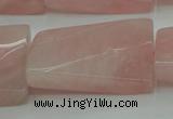 CRQ652 15.5 inches 25*35mm twisted rectangle rose quartz beads