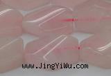 CRQ653 15.5 inches 15*20mm twisted hexagon rose quartz beads